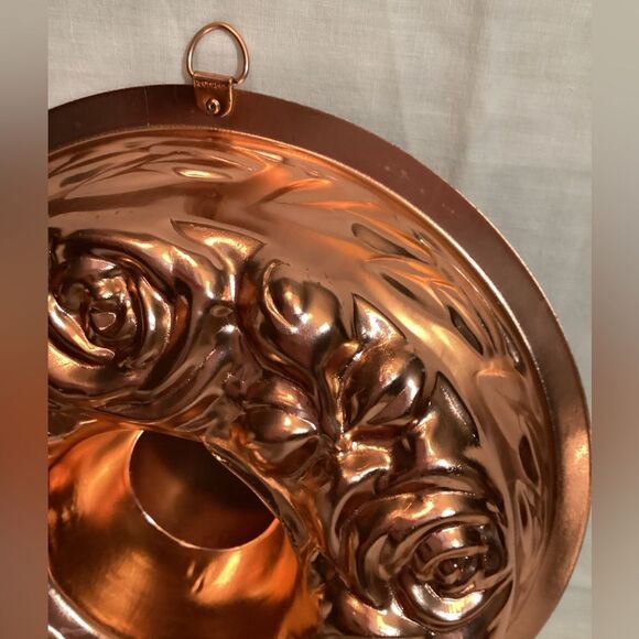 Copper Floral Wall Hanging Dessert Cake Mold 1963 AHG Made in Hong Kong 5 Cups - Picture 2 of 11